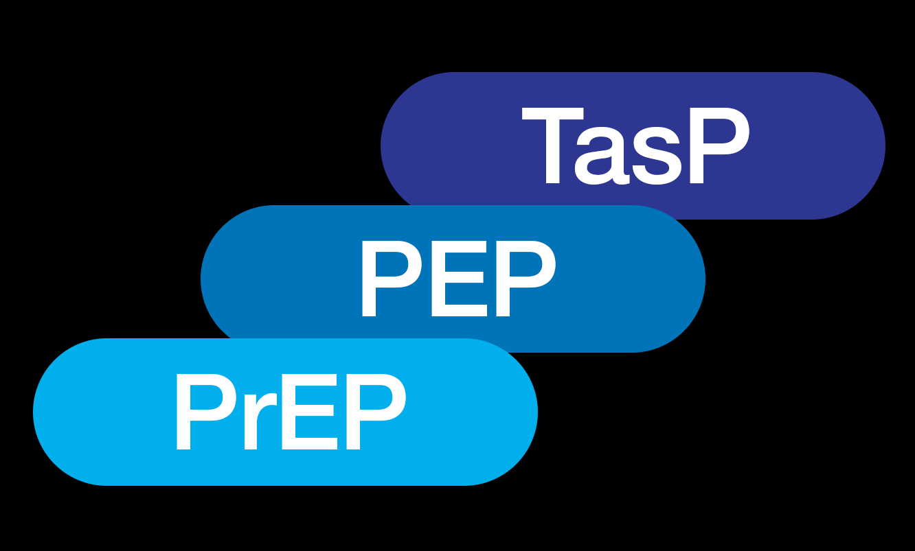 PrEP, PEP, and TasP